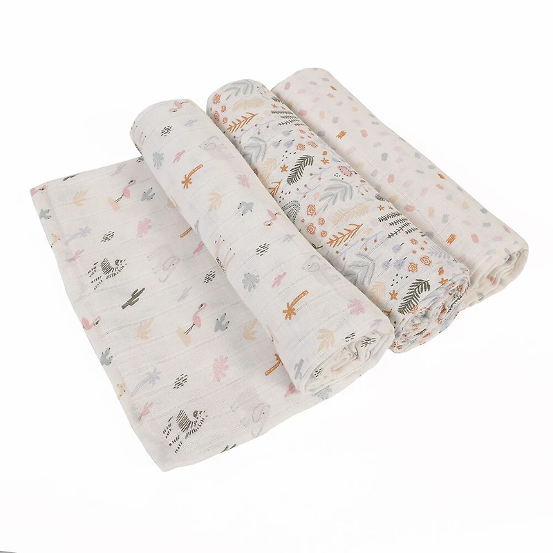 Baby's First by Nemcor Lot de 3 couvertures en mousseline de coton, motif floral