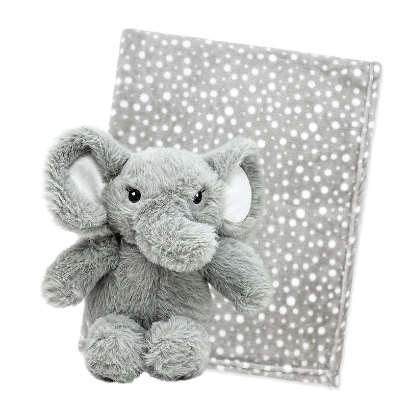 Couverture polaire avec jouet éléphant gris