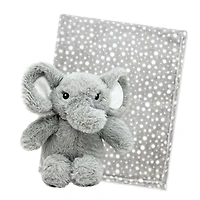 Couverture polaire avec jouet éléphant gris