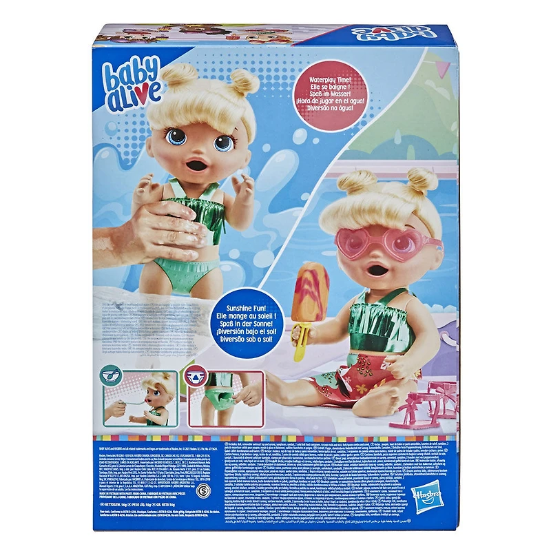 Baby Alive Goûter ensoleillé, mange et fait " caca ", poupée à baigner