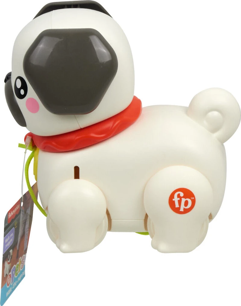 Fisher-Price FP Pets Walk-the-Pup Pug Baby & Toddler Pull Toy with Motion & Sounds