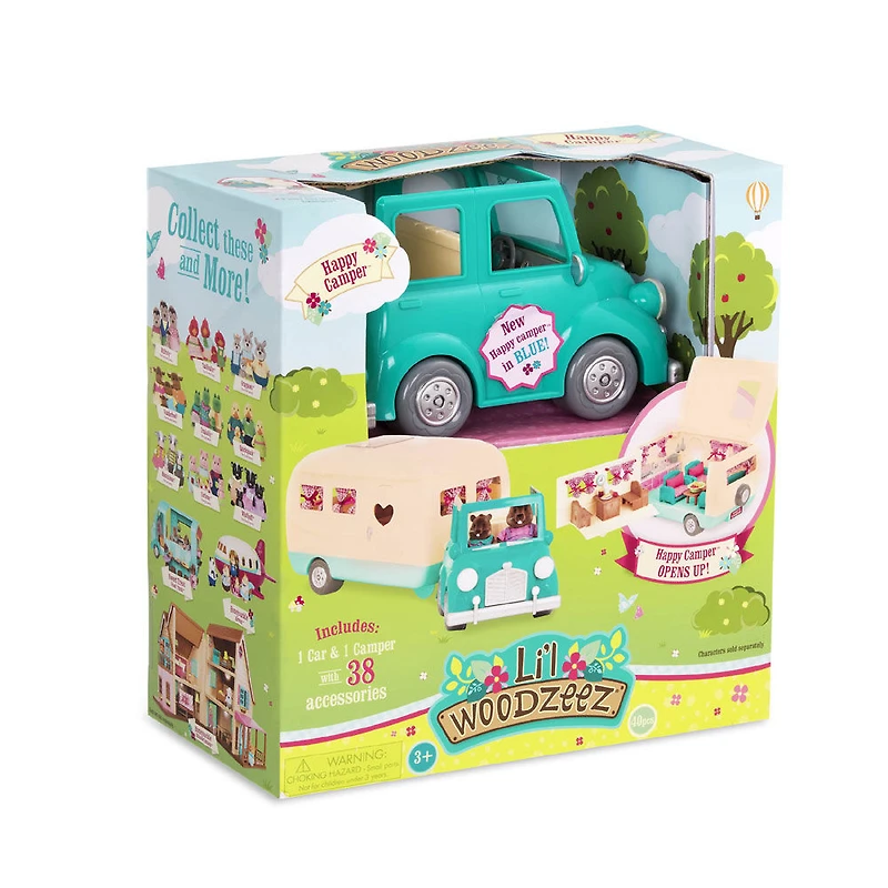 Li'l Woodzeez, Happy Camper, Blue Camper with Accessories