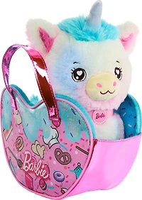 Barbie Peluche Chef Aventure animale, licorne, sac, 5accessoires