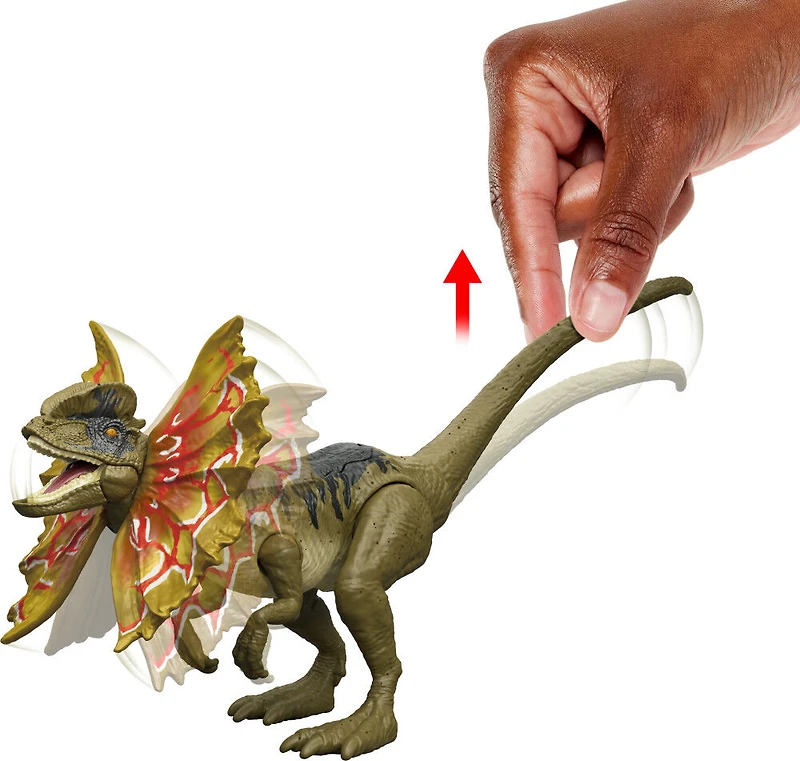 Jurassic World Strike Attack Dilophosaurus Dinosaur Action Figure Toy with Single Strike Action