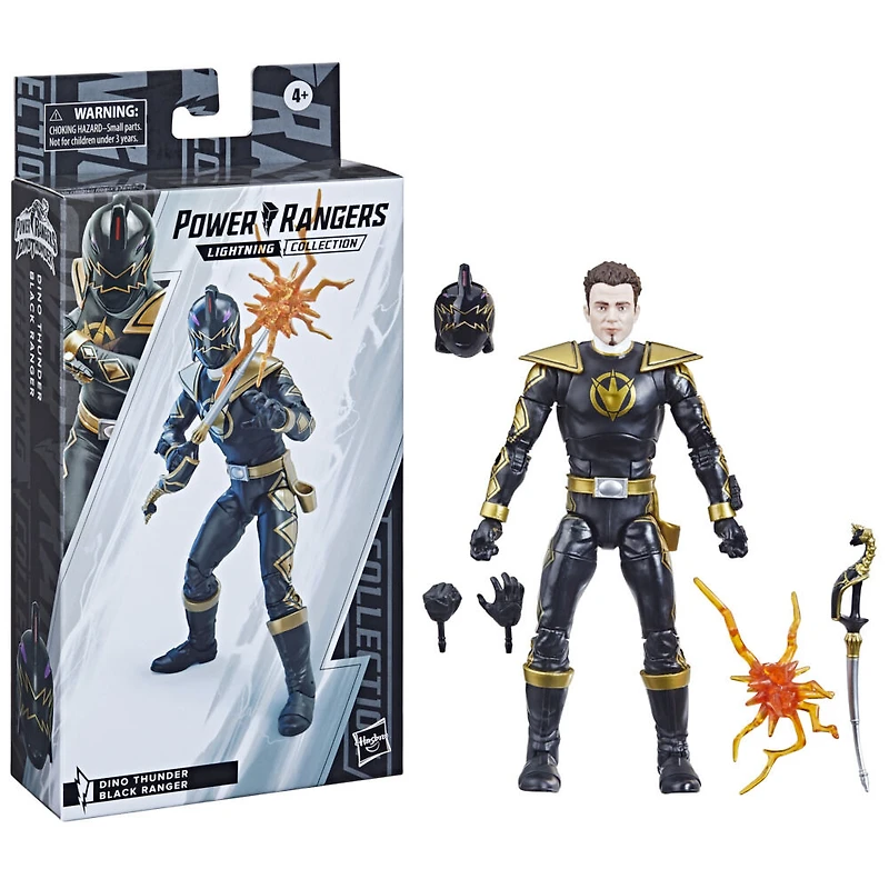 Power Rangers Lightning Collection, Dino Tonnerre Ranger Noir, figurine articulée premium de 15 cm de collection