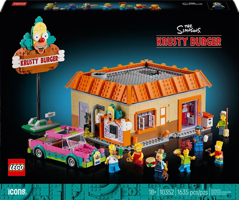 LEGO Icons The Simpsons: Krusty Burger Collectible Building Set for Adults & Fans, Ages 18+ - 10352