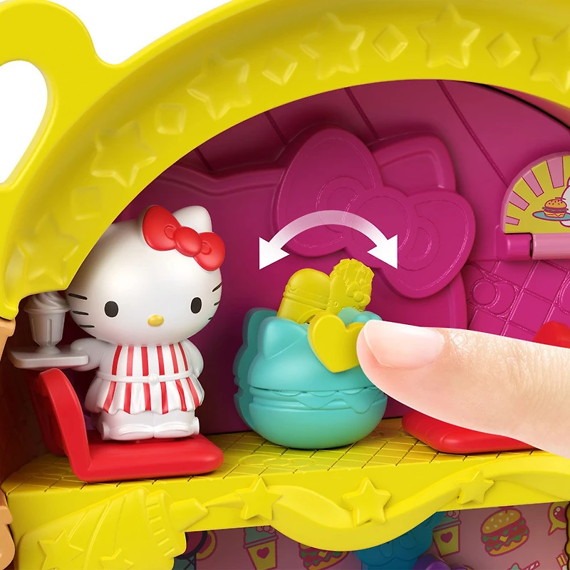 Coffret​ Burger Hello Kitty (12,5 cm) avec 2 Mini-Figurines Sanrio, Carnet de Notes et Accessoires