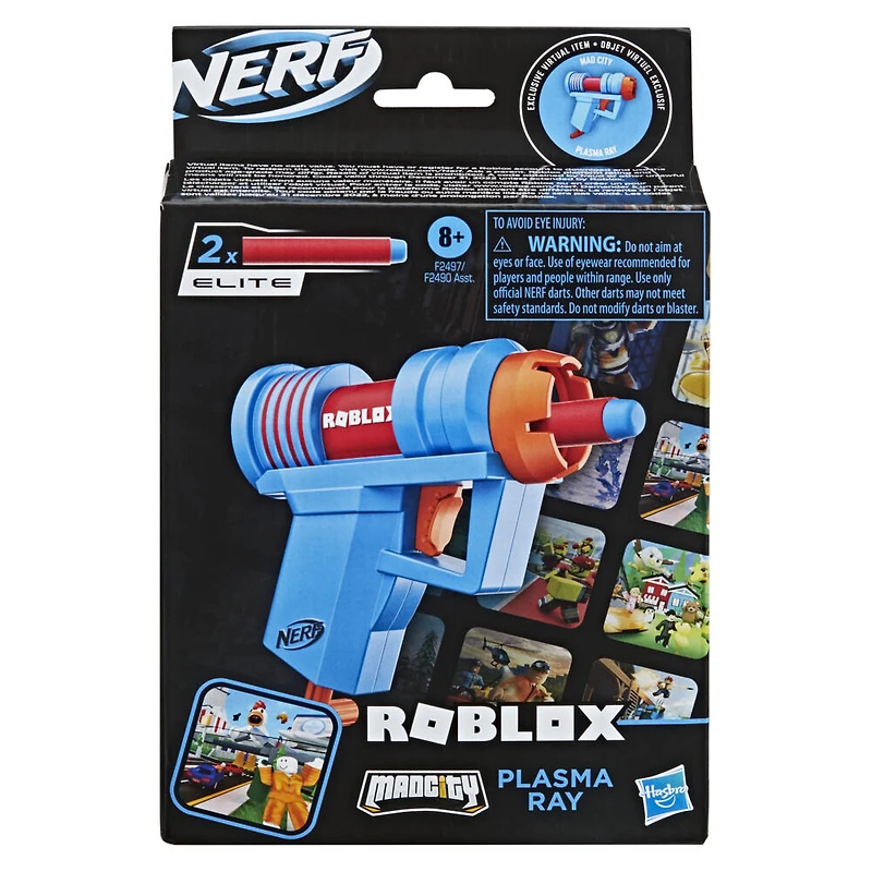 Nerf Roblox Mad City : Plasma Ray, blaster à fléchettes, poignée d'amorçage