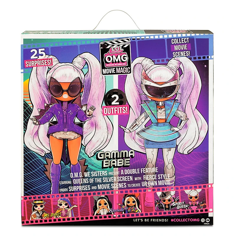 LOL Surprise OMG Movie Magic Gamma Babe Fashion Doll with 25 Surprises including 2 Fashion Outfits, 3D Glasses, Movie Accessories and Reusable Playset