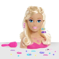 Barbie Fashionistas 8-Inch Styling Head, Blonde, 20 Pieces Include Styling Accessories, Hair Styling for Kids