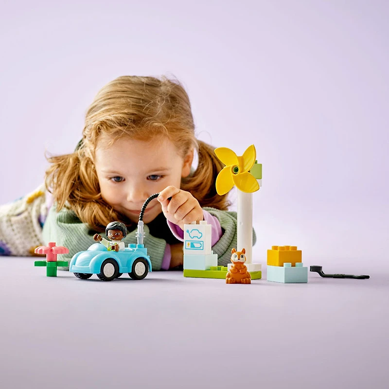 LEGO DUPLO Town Wind Turbine and Electric Car 10985 Building Toy Set (16 Pieces)