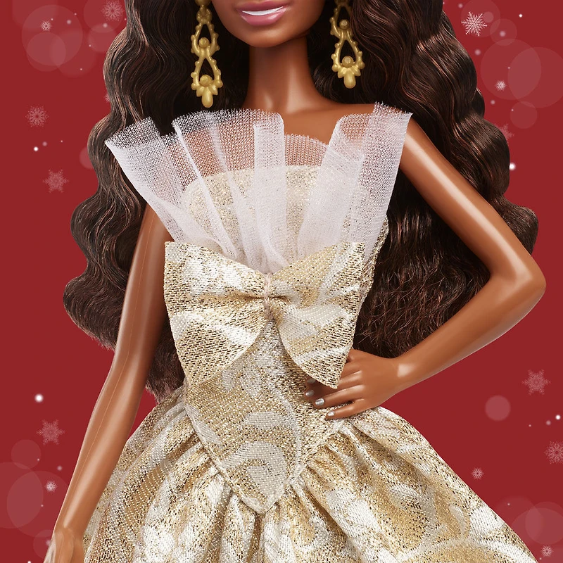 Barbie-Poupée Barbie Joyeux Noël 2025-avec robe argent et or