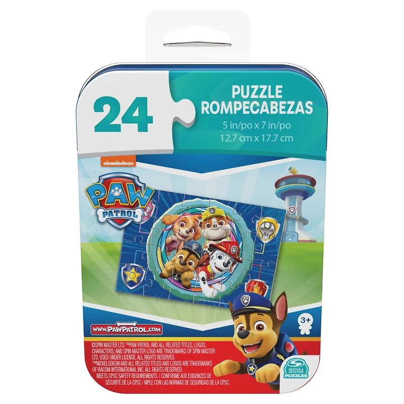 PAW Patrol, 24-Piece Jigsaw Puzzle from Spin Master Puzzles in Compact Travel Gift Tin PAW Patrol Toys Kids Puzzles