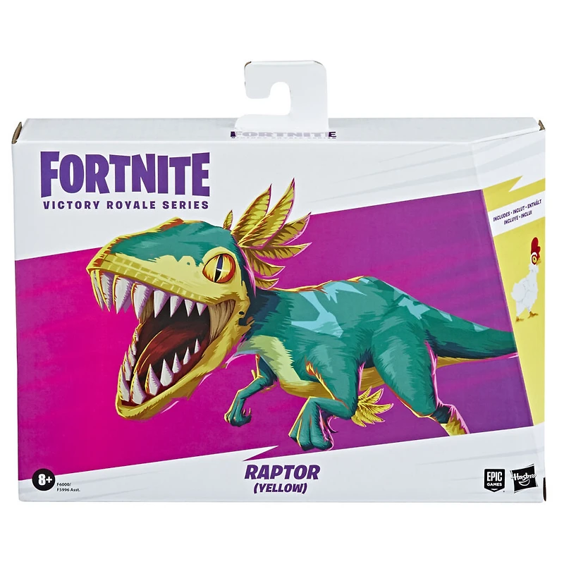 Hasbro Fortnite Victory Royale Series, figurine articulée Raptor (jaune) avec accessoire, 15 cm