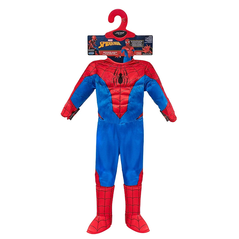 Marvel's Spider-Man Deluxe Youth Costume Taille Petit- Combinaison Musclée Avec Motif Imprimé Et Rembourrage En Polyfill Plus Bandeau Et Gants En Tissu
