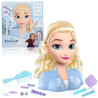 Tête de Coiffure d'Elsa de La Reine Des Neiges 2 Disney, 17 Eléments avec Accessoires à Porter et Partager, Blonde, Coiffure Pour Enfants