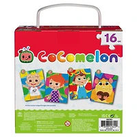 CoComelon, 4 Jigsaw Puzzle Bundle 16-Piece Easy Cartoon JJ and Friends Netflix YouTube Show with Portable Rope Gift Box