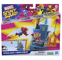 Marvel Stunt Squad Crane Smash, Spider-Man contre Green Goblin, coffret de figurines de 3,5 cm