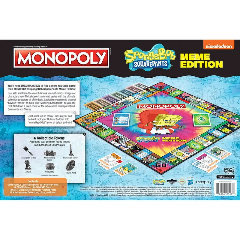 USAopoly MONOPOLY: SpongeBob SquarePants Meme Edition - Édition anglaise