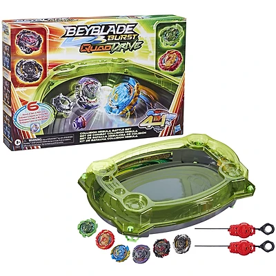 Beyblade Burst QuadDrive Set de combat Collision Nebula, avec arène Beystadium, 2 toupies de compétition et 2 lanceurs - Notre exclusivité