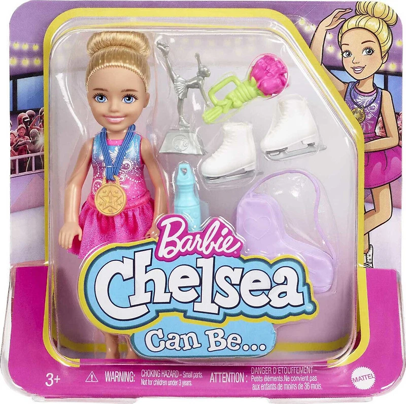 Barbie - Coffret Barbie Chelsea Patineuse avec Poupée Chelsea Patineuse et accessoires