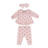 Baby Mode 3 Piece Legging and Headband Set: Pink Bow 3M