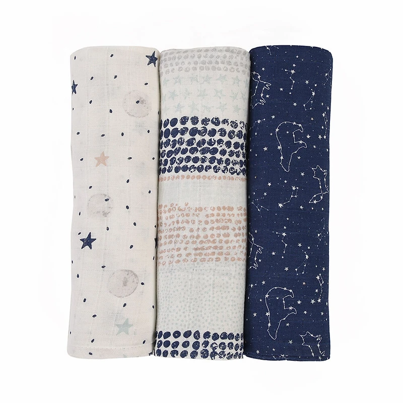 Baby's First by Nemcor 3 Pack Cotton Muslin Receiving Blankets