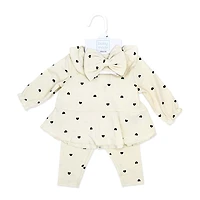 Baby Mode 3 Piece Legging and Headband Set: Cream Heart 3M