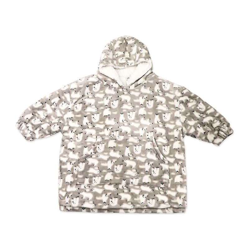 Jesse & Lulu Lounge Couverture à capuchon surdimensionnée : Ours polaire gris