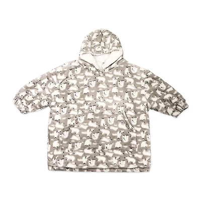 Jesse & Lulu Lounge Oversized Hooded Blanket: Grey Polar Bear