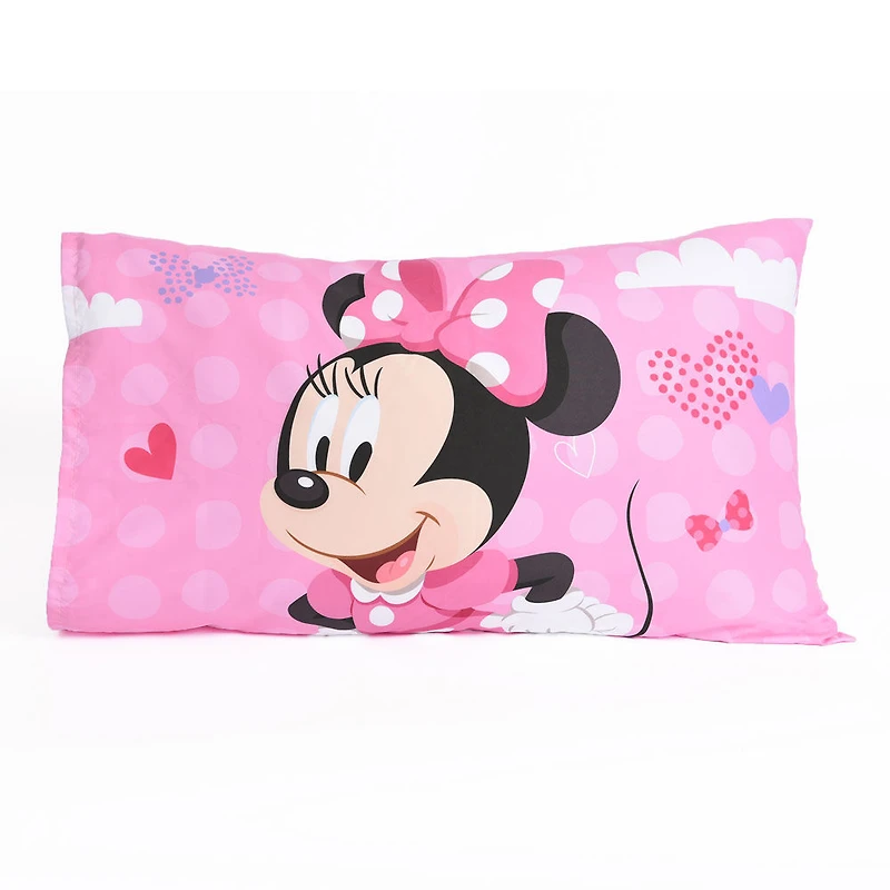 Disney Minnie Mouse 3 Piece Toddler Bedding Set with Reversible Comforter, Fitted Sheet and Pillowcase by Nemcor
