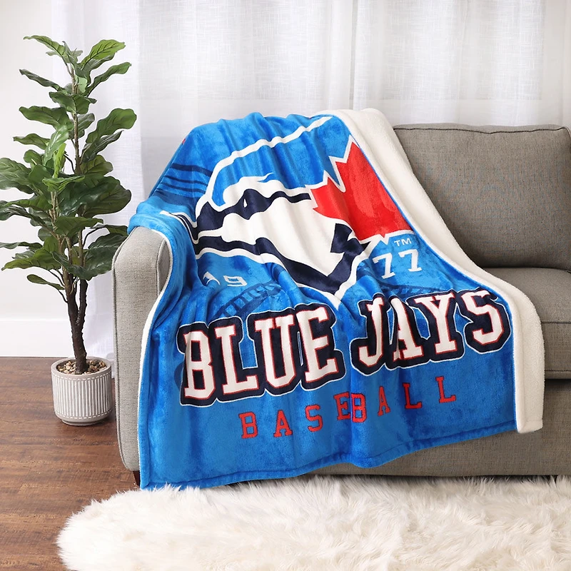 Couverture en polaire Sherpa à motif sportif des Blue Jays de Toronto de la MLB(50 x 60)