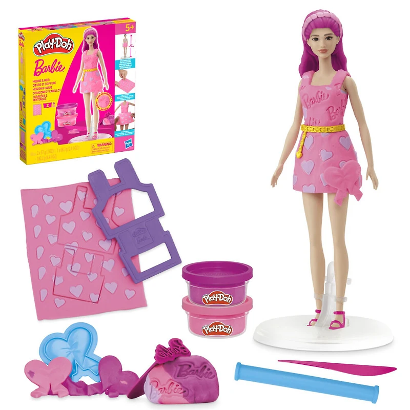 Play-Doh Barbie Coeurs et coiffure, coffret de pâte à modeler