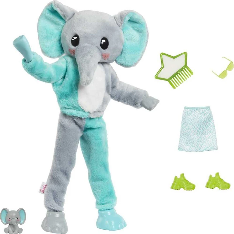 Barbie Poupée Cutie Reveal Série Jungle, éléphant et accessoires