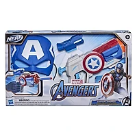 Marvel Avengers Captain America Blaster and Mask Set, Includes Blaster, 6 Darts, and Captain America Mask, Ages 5 And Up