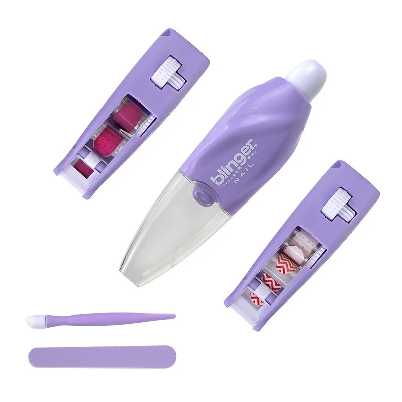 Blinger Nail Wand - Chevron & Pink Glitter