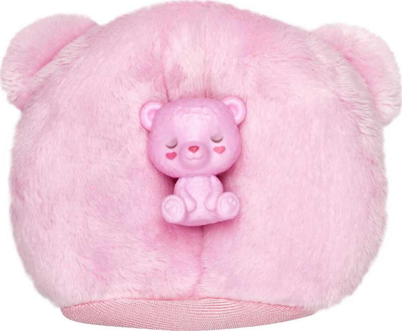 Barbie Cutie Reveal Doll and Accessories, Cozy Cute Tees Teddy Bear in "Love" T-shirt, Purple-Streaked Pink Hair and Brown Eyes