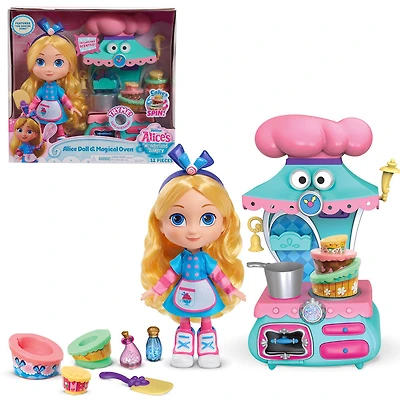 Ensemble de Jeu de Four Magique de la Boulangerie d'Alice au Pays des Merveilles de Disney Junior avec Poupée d'Alice de 25 cm (10 pouces) et Accessoires