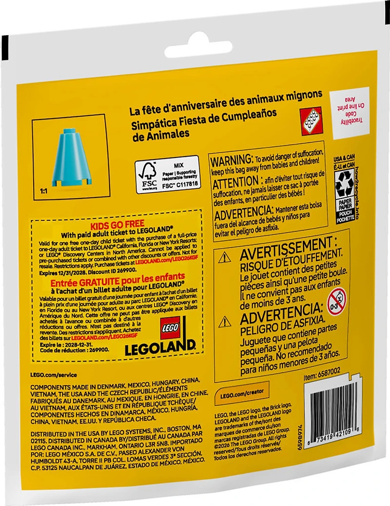 LEGO Creator La fête d'anniversaire des animaux mignons 30715