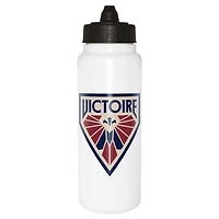 PWHL Montreal Victoire 1L white Tallboy water bottle with black membrane lid