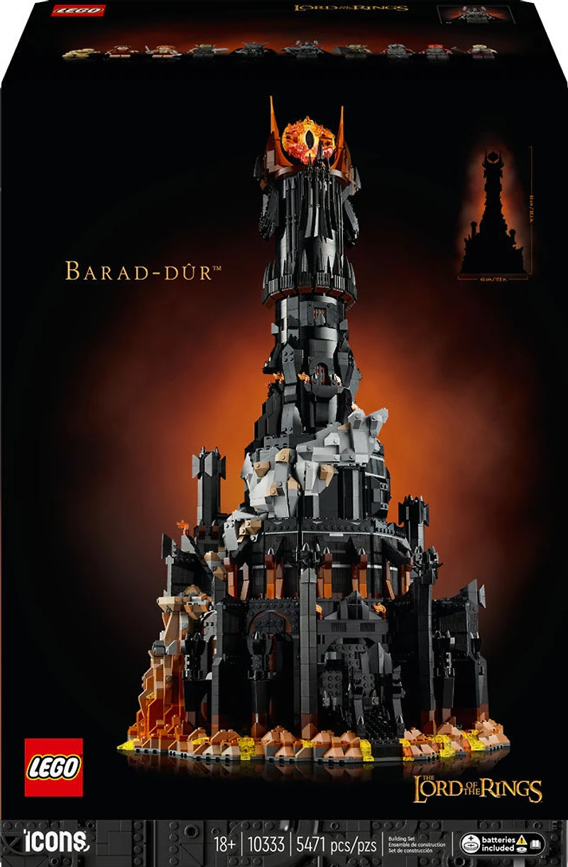 LEGO Icons Lord of the Rings Barad-dûr Building Set for Adults - Collectible for Fans - 10333