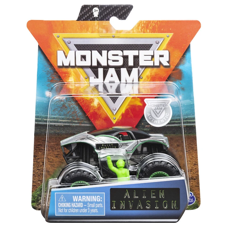 Monster Jam, Monster truck authentique Alien Invasion en métal moulé à l'échelle 1:64, série Legacy Trucks