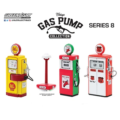 Pompes à essence Vintage 1:18 - Séries 8 - Les couleurs et les motifs peuvent varier - une par commande