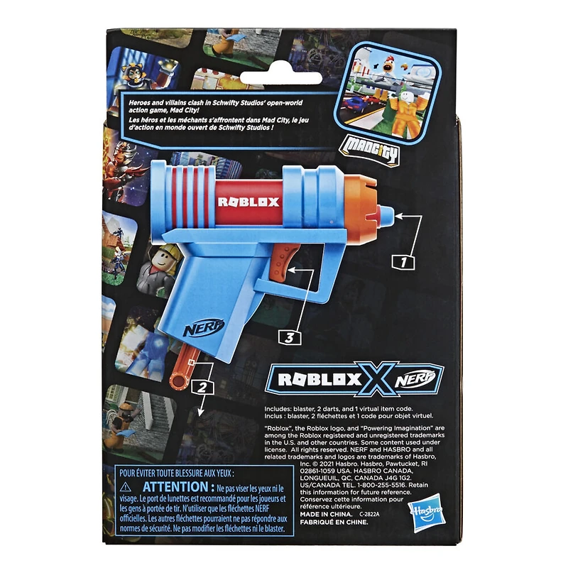 Nerf Roblox Mad City : Plasma Ray, blaster à fléchettes, poignée d'amorçage