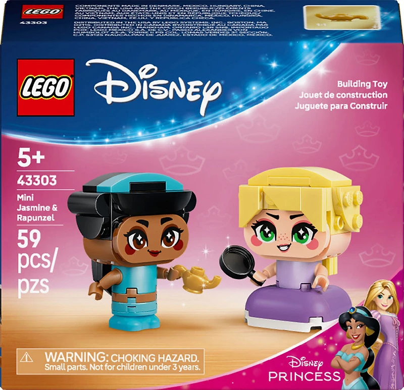 LEGO Disney Princess Jasmine et Raiponce Miniatures, Jouet de Construction Inspiré de Films de Disney pour Jeu de Simulation 43303