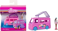 Barbie-Camping-Car Mini BarbieLand-Coffret avec poupée et zones de jeu