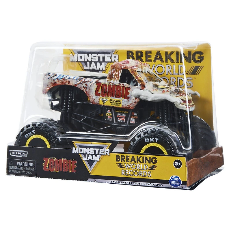 Monster Jam, monster truck officiel en métal moulé Zombie Breaking World Records, échelle 1:24