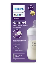 Biberon Philips Avent Natural avec tétine Natural Response, Transparent, 9 oz, 1 paquet