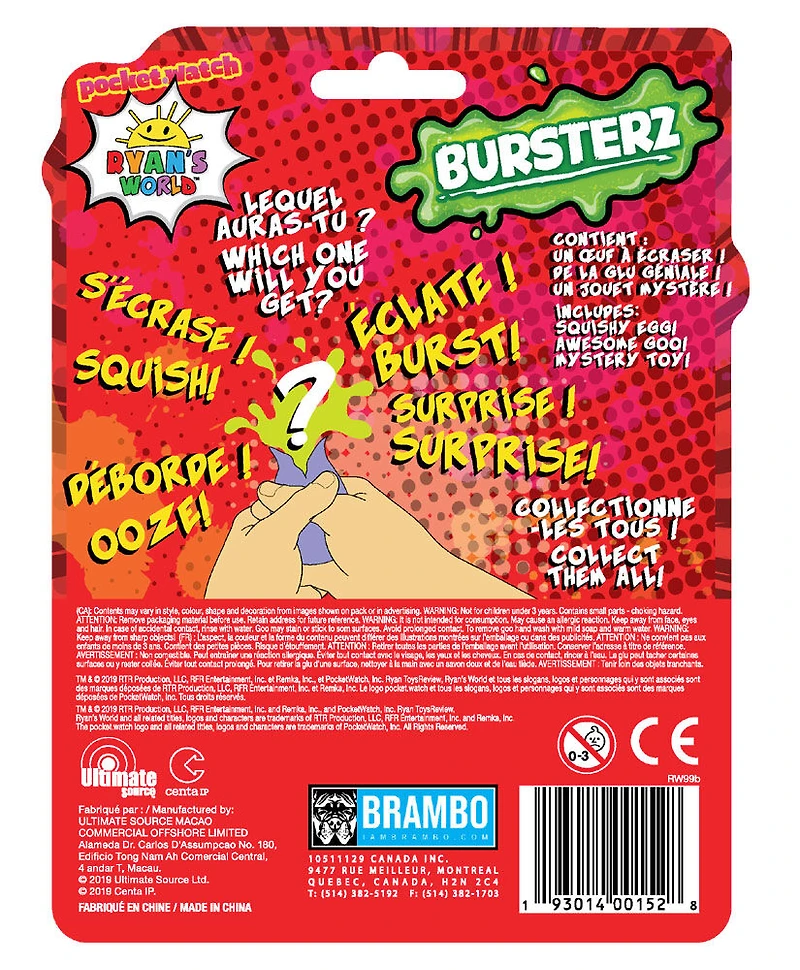 Ryan's World Bursters Oeuf Rempli de Glu - rouge