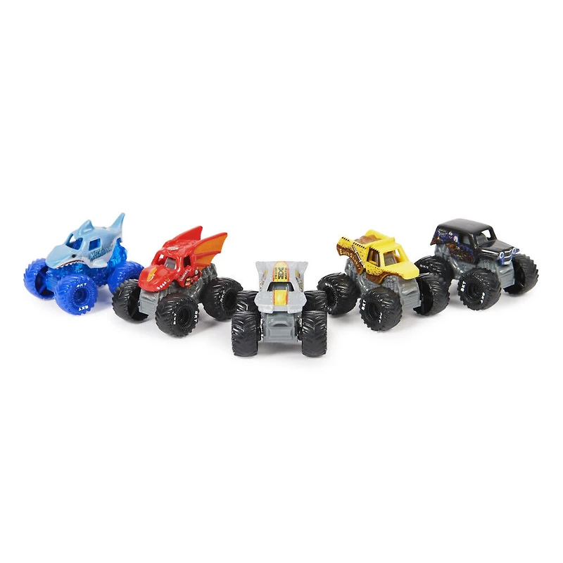 Monster Jam, Coffret de 5 monster trucks officiels Mini à collectionner avec 1 monster truck mystère